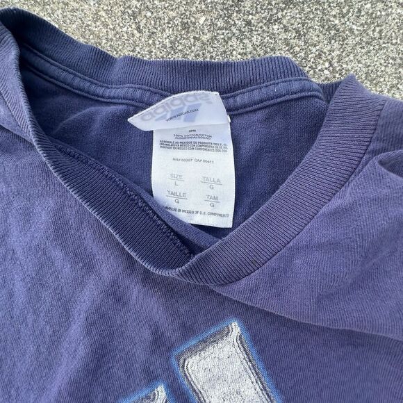 Vintage 90's Adidas T-Shirt Mens Large Navy Blue Graphic Print Sports Y2K - Picture 5 of 6